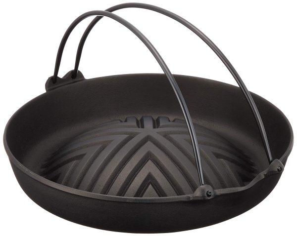 Southern iwachu 23006 Yakiniku Jingisukan Pot with Vine, Black Grill, For Direct Fire, Nambu Ironware Fashion