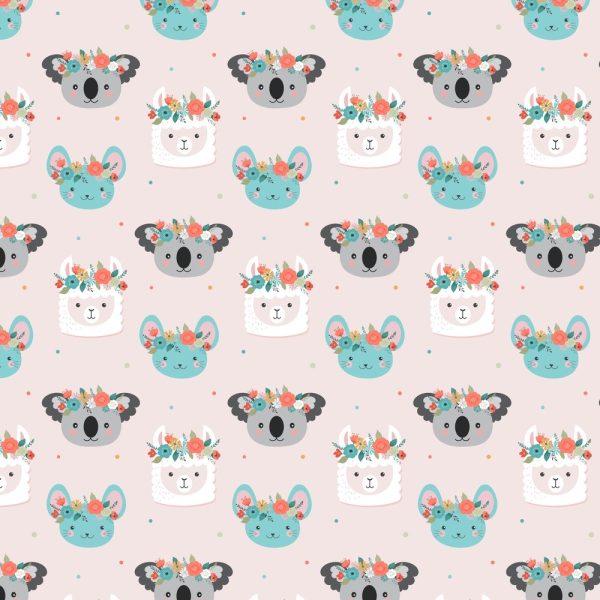Cute Animals & Florals Fabric - Pink Online