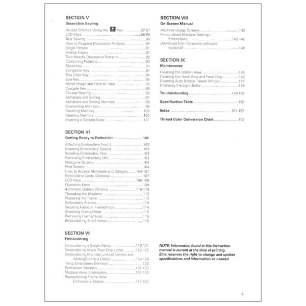 Elna 9010 Xquisit Instruction Manual Discount - Image 3